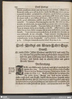 Trost-Predigt am Neuen-Jahrs-Tage