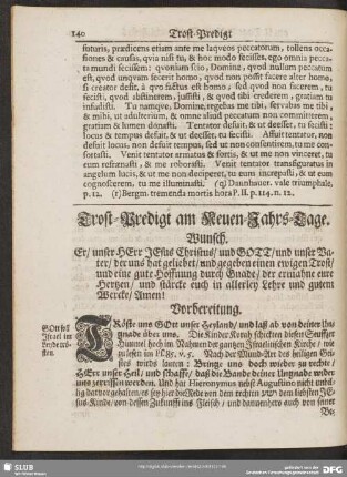 Trost-Predigt am Neuen-Jahrs-Tage