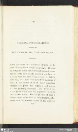 General considerations respecting the origin of the animated tribes