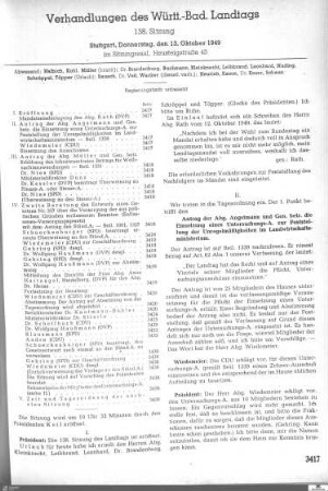138. Sitzung, Stuttgart, 13.10.1949