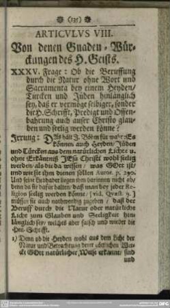 Articulus VIII. Von denen Gnaden-Würckungen des H. Geists