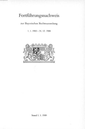 Bayerische Rechtssammlung. 1983/88