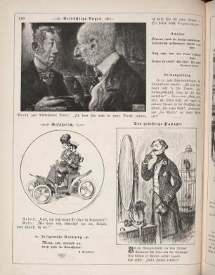 "Verdächtige Augen" "Gefährlich" "Der gelehrige Papagei"