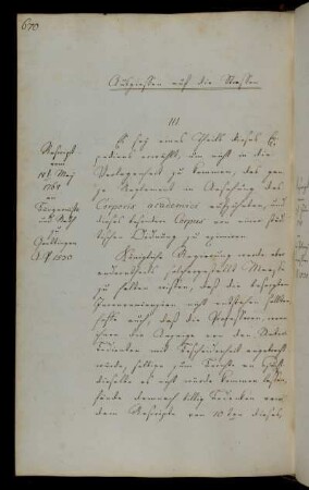 Aufhebung des Reskripts vom 10.03.1766 bezüglich des Ausgießens auf die Straße durch die Professoren.
