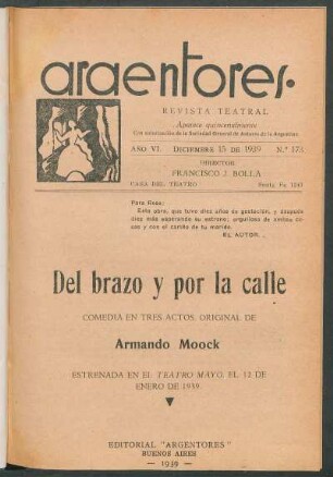 1939017300: Del brazo y por la calle : comedia en tres actos