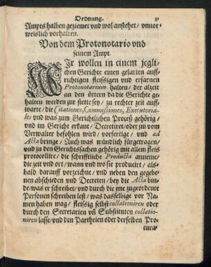Von dem Protonotario und seinem Ampt.