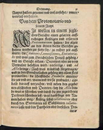 Von dem Protonotario und seinem Ampt.