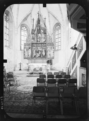 Saalfeld/Saale-Graba. Pfarrkirche St. Gertrudis (1212/1213, 1476/1479). Inneres nach Osten zum Altar