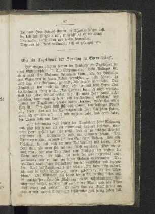 Wie ein Tagelöhner den Sonntag zu Ehren bringt.
