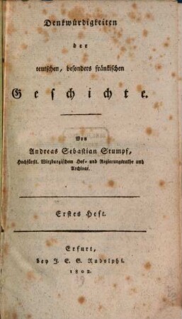 Denkwürdigkeiten der teutschen, besonders fränkischen Geschichte, 1