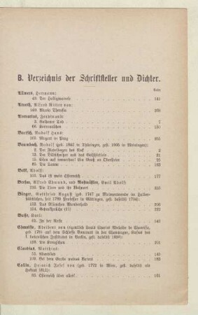B. Verzeichnis der Schriftsteller und Dichter