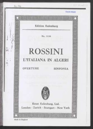 Overture (Sinfonia) to the comic opera L'italiana in Algeri