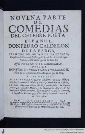 Band 9: Comedias Del Celebre Poeta Español Pedro Calderon De La Barca