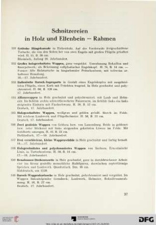 Schnitzereien in Holz und Elfenbein – Rahmen (Nr. 331-351)