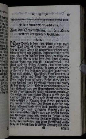 Die neunte Betrachtung. Von der Seelenrettung, auf dem Krankenbette der offenbar Gottlosen.