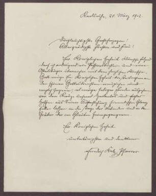 Schreiben von Friedrich Katz an die Großherzogin Luise; Übersendung eines Passionsbuches und einer Osterliturgie