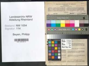 Entnazifizierung Philipp Beyen , geb. 09.01.1895 (Verm.Inspektor)