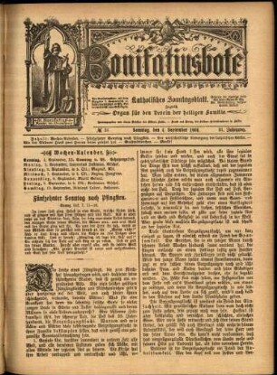 Erste Ausgabe vom Sonntag, den 04. September 1904.
