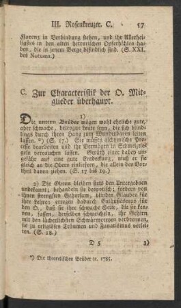 C. Zur Characteristik der O. Mitglieder überhaupt.