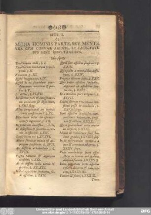 Sect. II. de Media Hominis Parte, Seu Mente Una Cum Corpore Agente, Et Facultatibus Hinc Resultantibus.