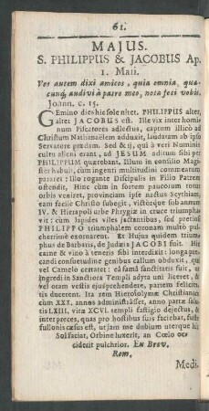 S. Philippus & Jacobus Ap.