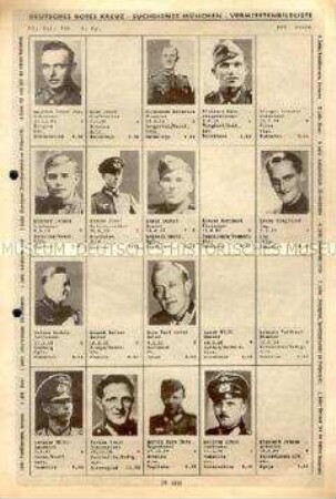 Blatt des Suchdienstes des Deutschen Roten Kreuzes