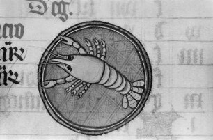 Missale des Simon Renoul — Ausschnitt: Tierkreiszeichen Krebs, Folio 3 verso