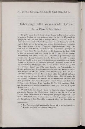 Ueber einige selten vorkommende Dipteren