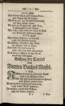 Außzug der Capitel Des Vierten Buches Mosis