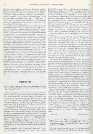 179-180 [Rezension] Garr, W. Randall, Dialect geography of Syria-Palestine