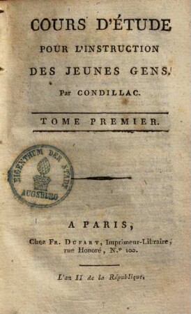 Cours d'étude : pour l'instruction des jeunes gens, 1