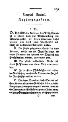 Zweytes Capitel - Regierungsform