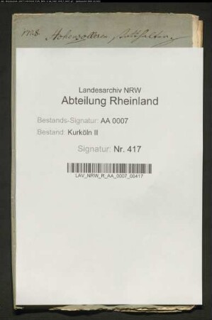 Korrespondenz des Kurfürsten mit dem Statthalter Ferdinand Grafen von Hohenzollern