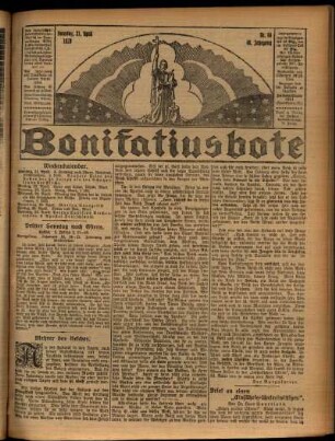 Erste Ausgabe vom Sonntag, den 21. April 1929.