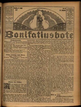 Erste Ausgabe vom Sonntag, den 21. April 1929.
