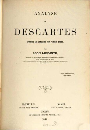 Analyse de Descartes appliquée aux lignes des deux premiers ordres
