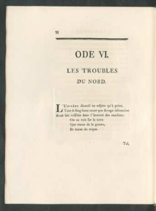 Ode VI. Les Troubles Du Nord.