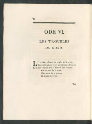 Ode VI. Les Troubles Du Nord.