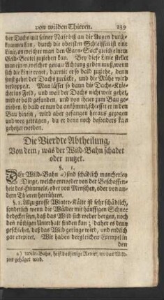 Die Vierdte Abtheilung, Von dem, was der Wild-Bahn schadet oder nutzet.
