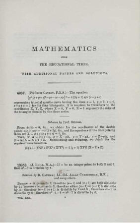 Mathematics from the educational times. [4267. - 13638.]