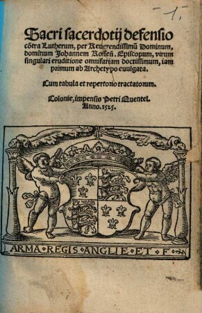 Sacri sacerdotij defensio co[n]tra Lutherum