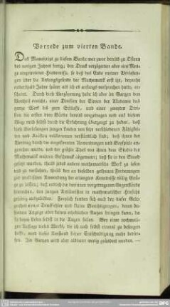 Vorrede zum vierten Bande