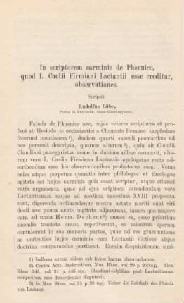34-65 In scriptorem carminis de Phoenice, quod L. Caelii Firmiani Lactantii esse creditur, observationes