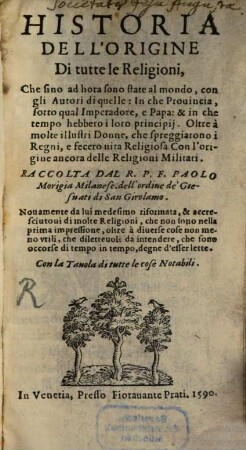 Historia dell'origine di tutte le Religioni