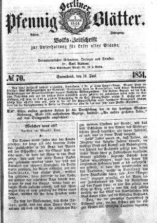 No. 70, Sonnabend,den 14. Juni