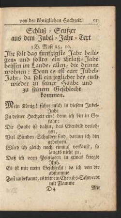 Schluß-Seufzer aus dem Jubel-Jahr-Text 3 B. Mose 25, 10.