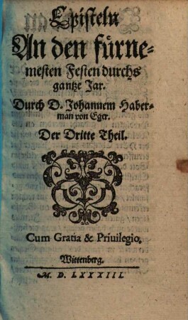 Episteln, 2.. An den fürnemesten Festen durchs gantze Jar