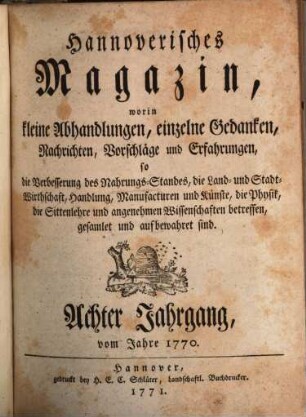 Hannoverisches Magazin, 8. 1770
