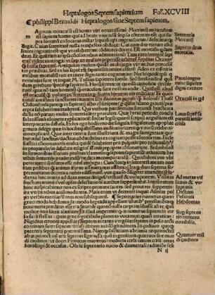 Varia Philippi Beroaldi opuscula in hoc codice contenta: orationes, praelectiones et praefationes et quaedam mithicae historiae Philippi Beroaldi