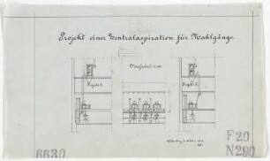 Technische Zeichnung : Projekt einer Zentralaspiration für Mahlgänge